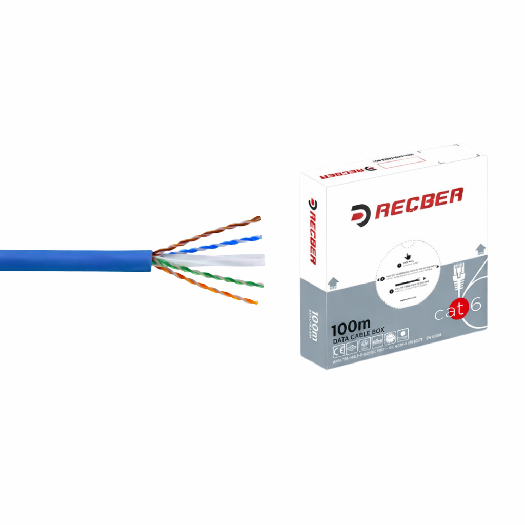 Reçber Cat6 Hf Ethernet Data Kablosu Mavi 100 Metre (Kutu)
