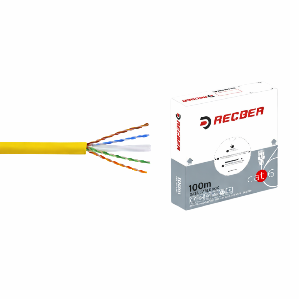 Reçber Cat6 Hf Ethernet Data Kablosu Sarı 100 Metre (Kutu)