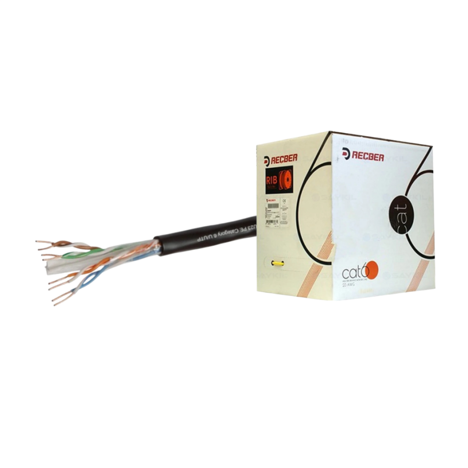 Reçber 506025 CAT6 HF Dış Ortam Ethernet Kablosu Siyah 305 Metre Kutu U/UTP SL400