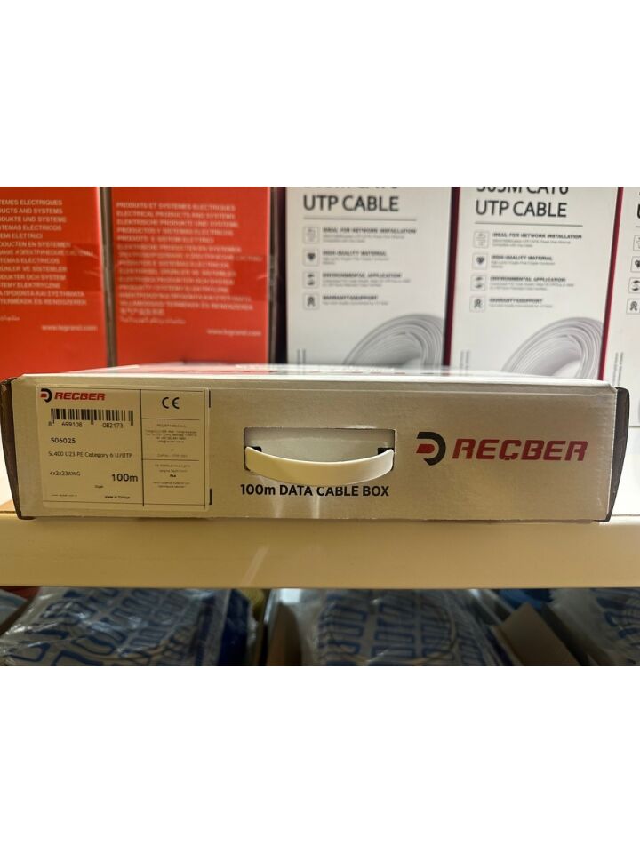 REÇBER CAT6 U/UTP PE Dış Ortam (Outdoor) Data Kablosu Siyah 100 Metre Kutu